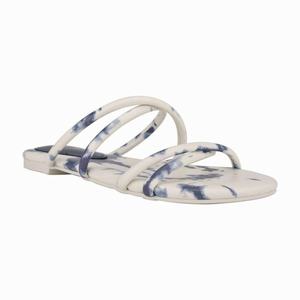 Nine West Beva Flat Slides - White/Blue - Ireland (ES7931502)